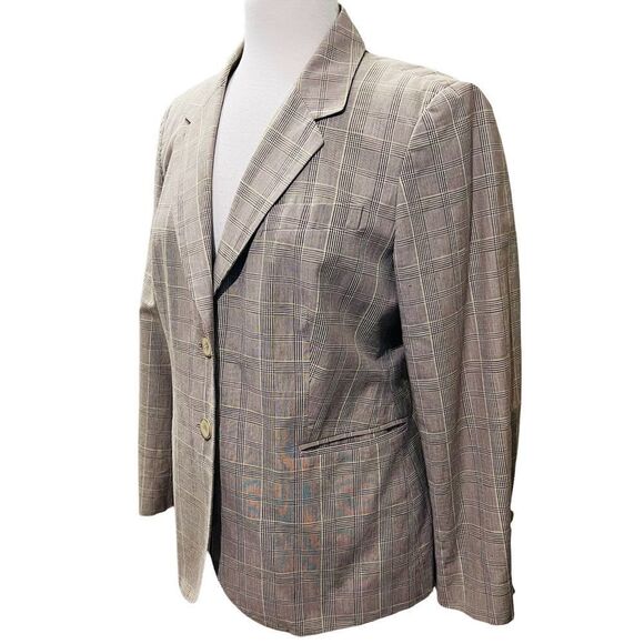 Plus Size Talbots Houndstooth Shoulder Pads Blazer Brown & White size 14 - Picture 6 of 8